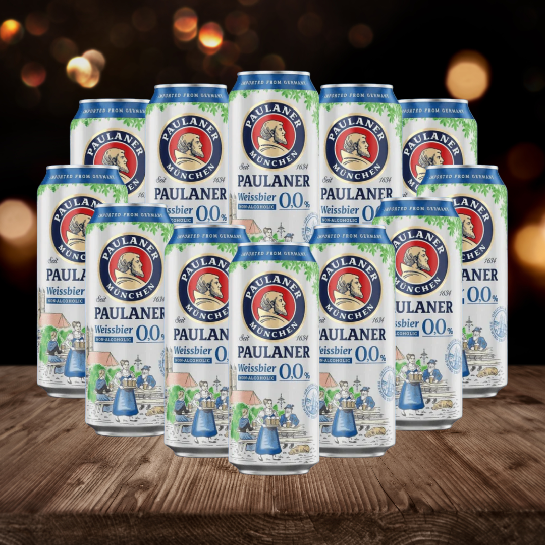 Paulaner Alcohol-Free Weissbier 500ml Cans – Premium German Wheat Beer | Non-Alcoholic Hefeweizen | Refreshing Bavarian Beer 0.0% ABV (12 Pack)
