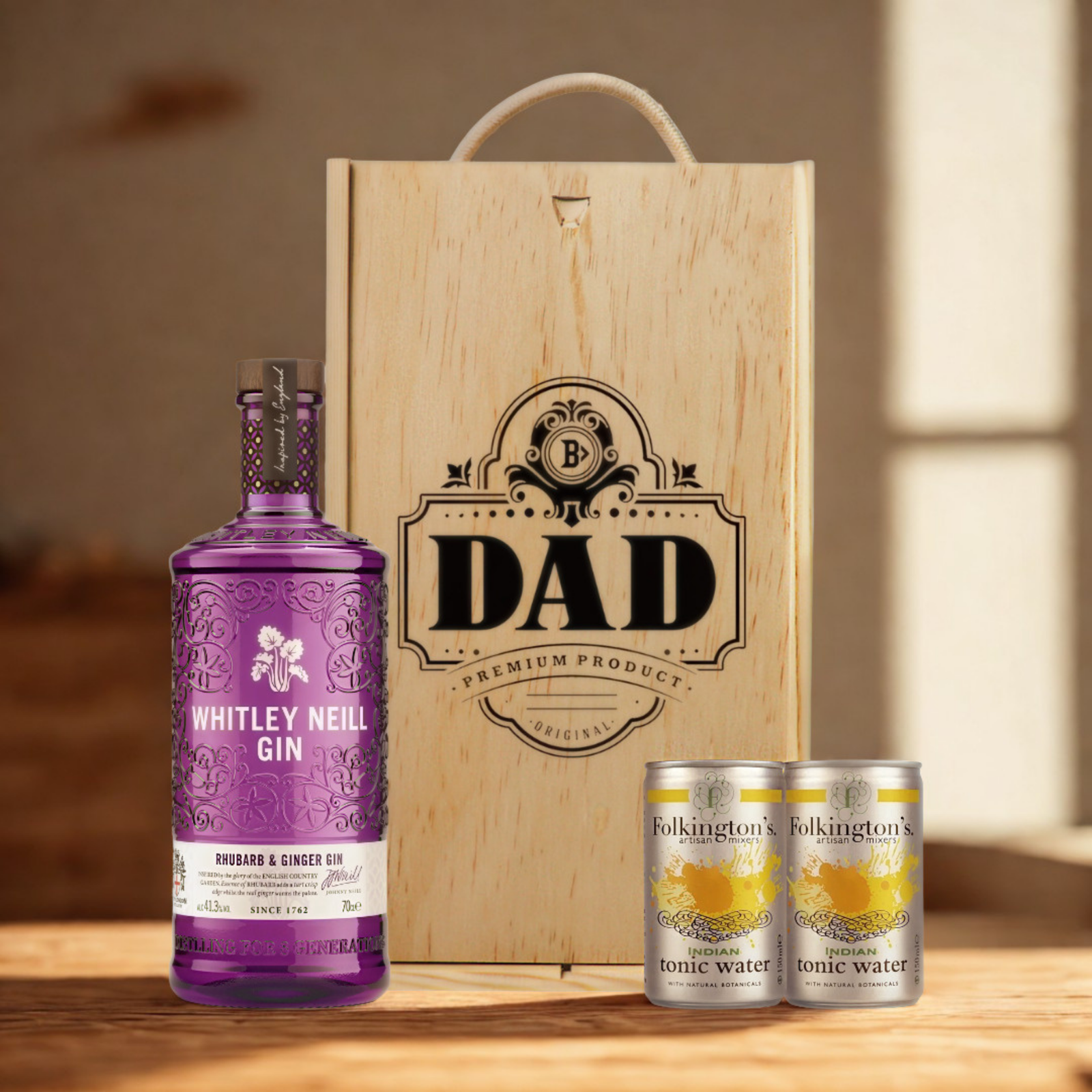 Best Dad Gin Gift Set with Folkington’s Tonic Water – 70cl