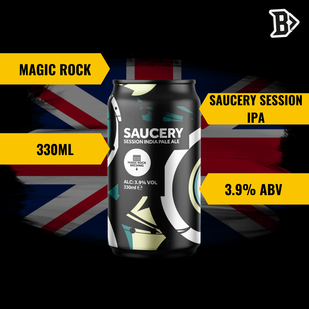 Magic Rock SAUCERY British Session IPA 330ml Cans – ABV 3.9% (12 Pack)