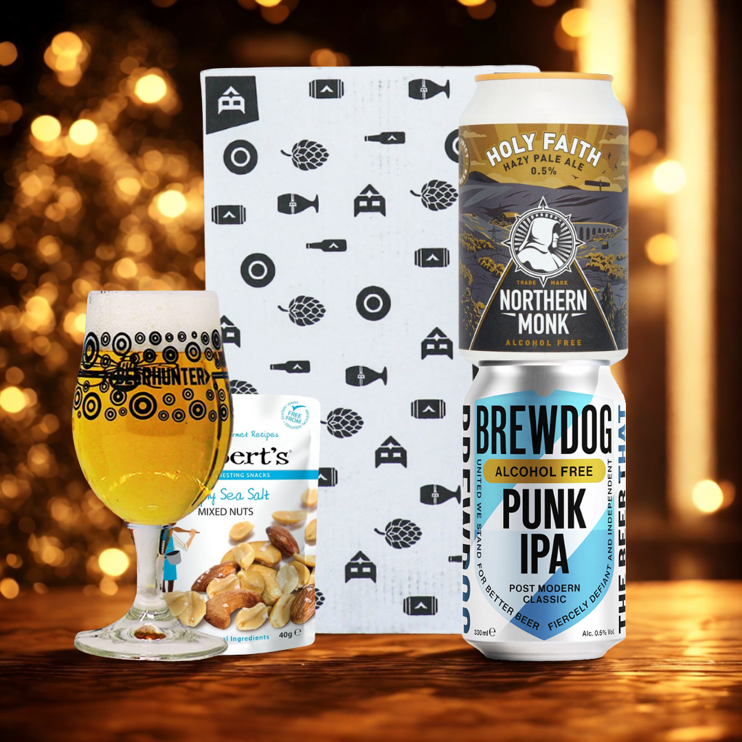 Alcohol Free Craft Beer 2 Can Gift Set with Beerhunter Glass (330ml Cans)