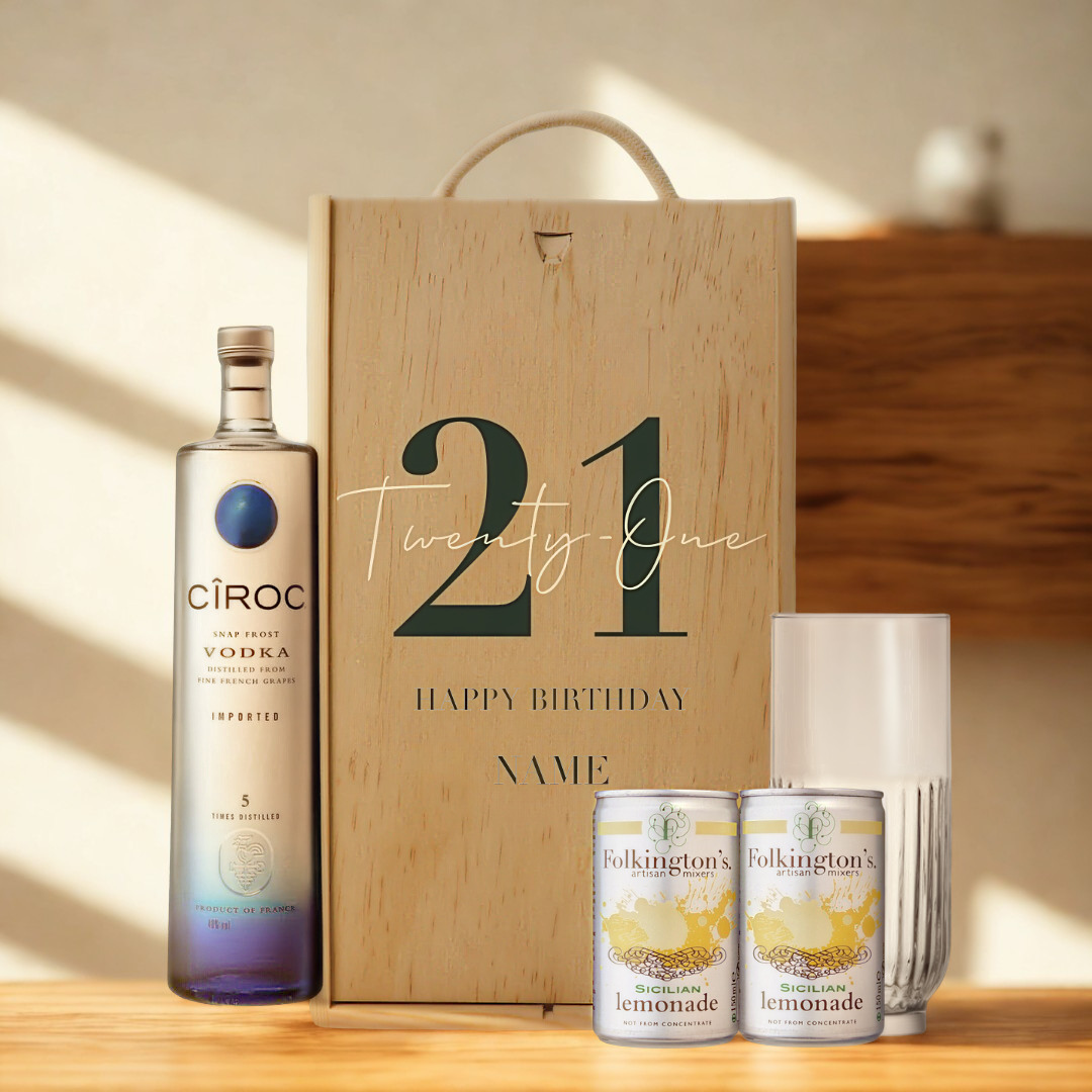Personalised 21st Birthday Vodka Gift Set – 70cl with Personalised Lid