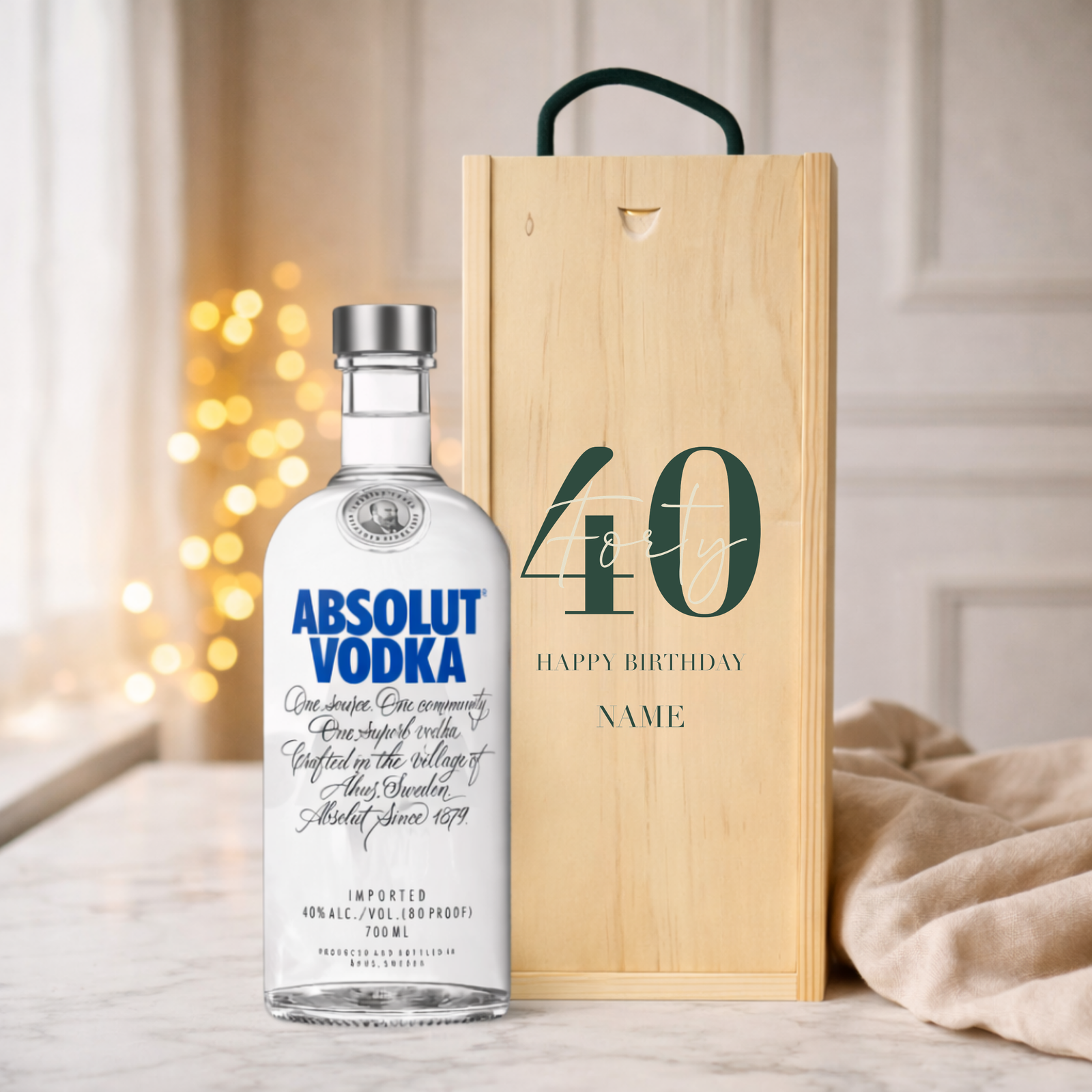 Personalised 40th Birthday Vodka Gift Set – 70cl with Personalised Lid
