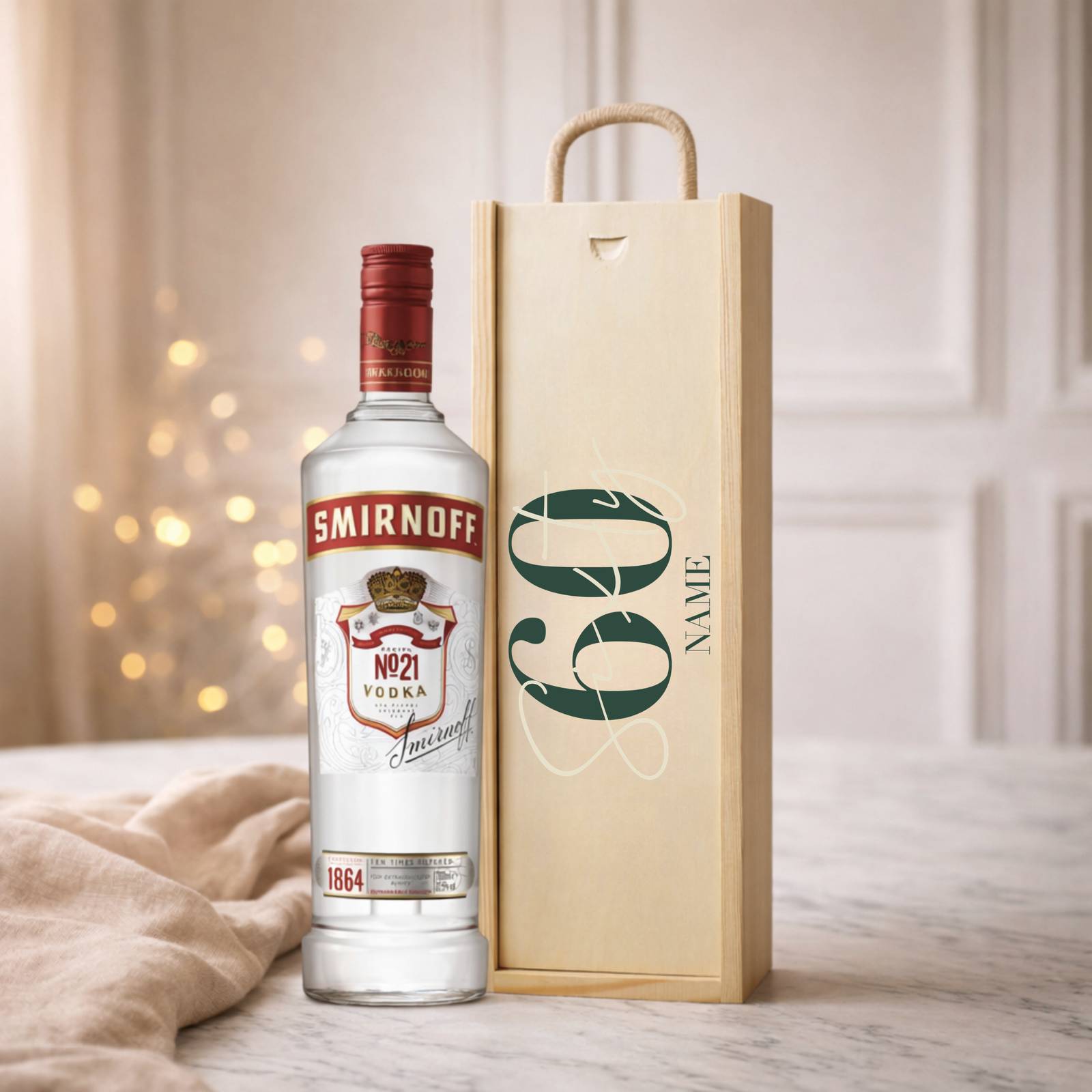 Personalised 60th Birthday Vodka Gift Set – 70cl with Personalised Lid