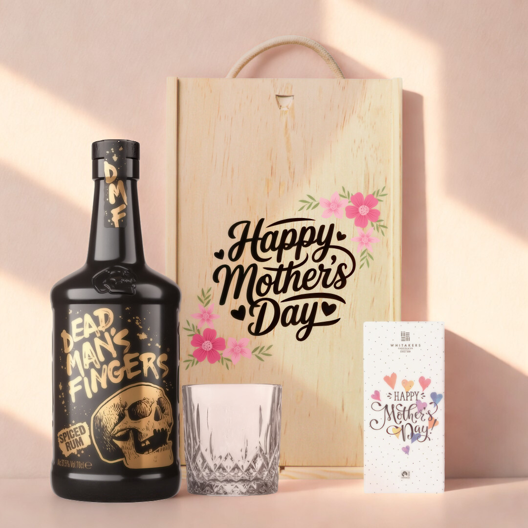 Mother’s Day Dead Man’s Spiced Rum Gift Set (70cl) with Glass & Chocolate – Unique Mother’s Day Gift for Mum