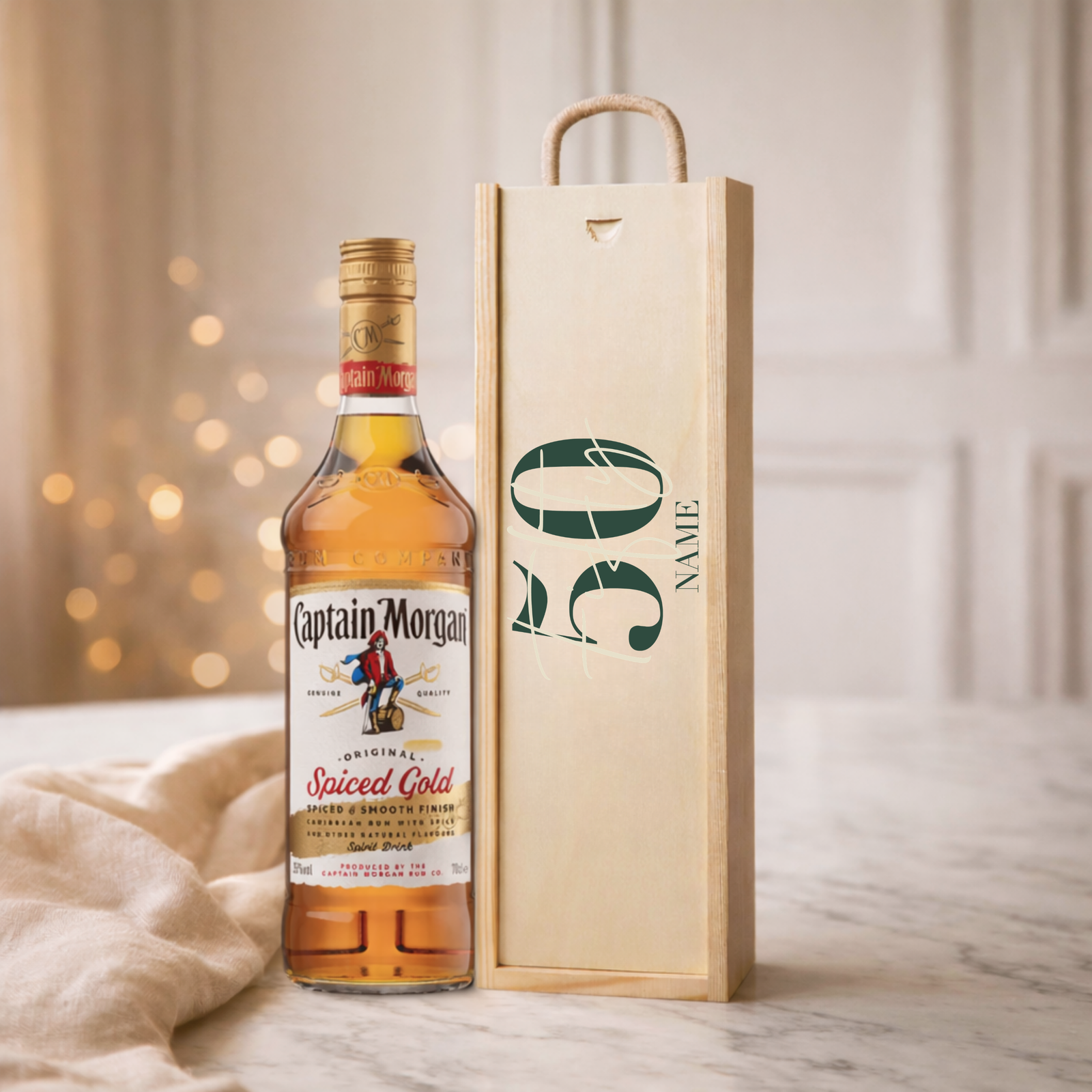 Personalised 50th Birthday Rum Gift Set – Rum with Personalised Lid