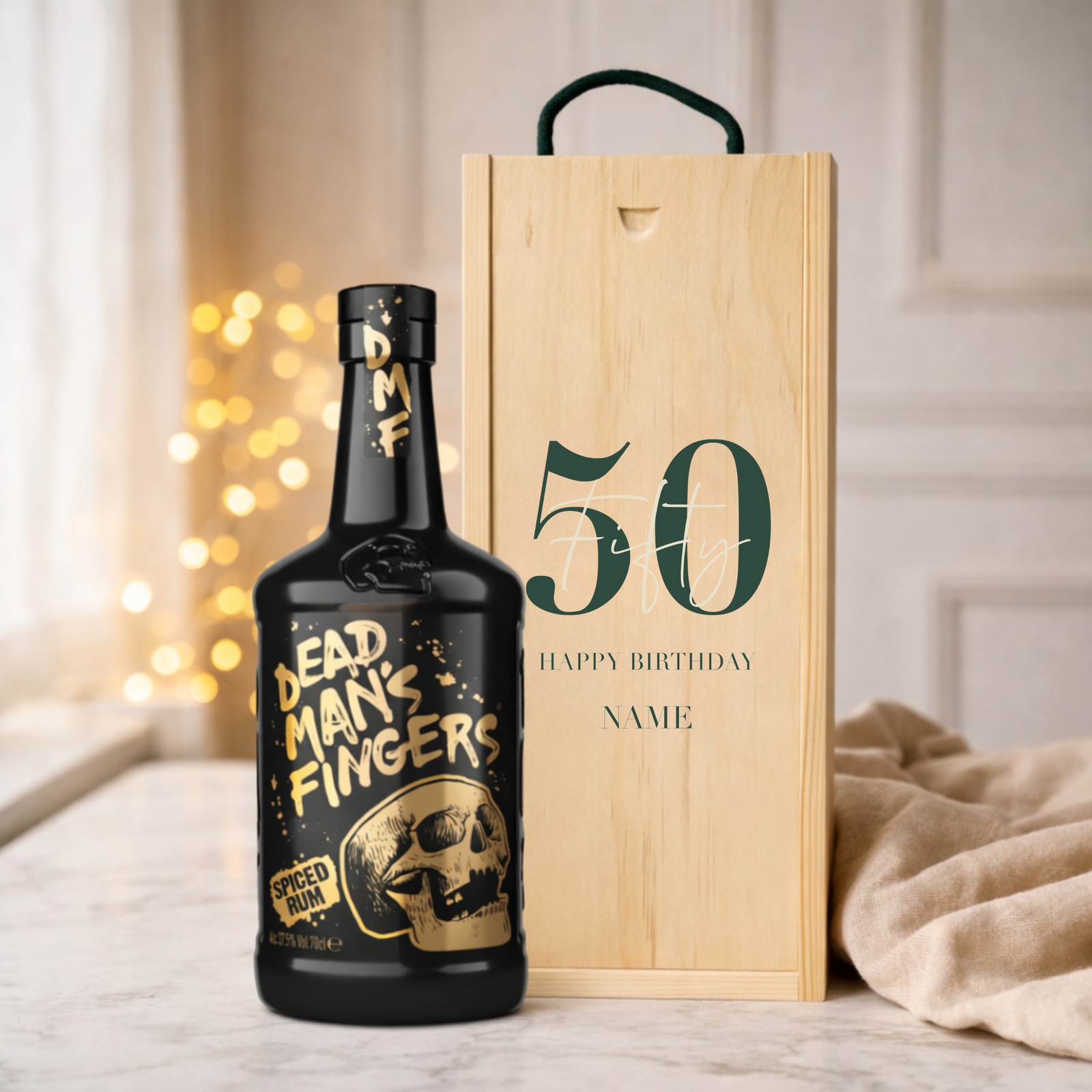 Personalised 50th Birthday Rum Gift Set – Rum with Personalised Lid
