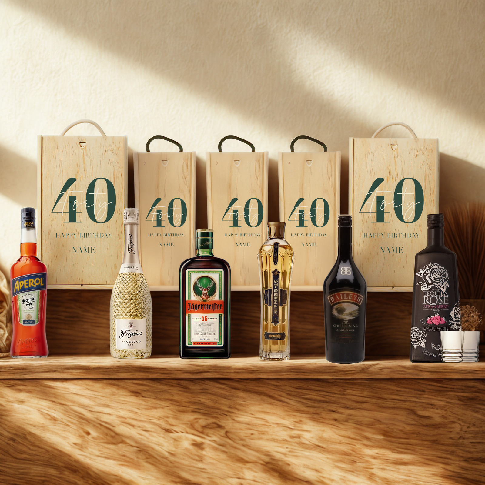 Personalised 40th Birthday Aperitif Gift Set – Premium Spirits Selection with Personalised Lid