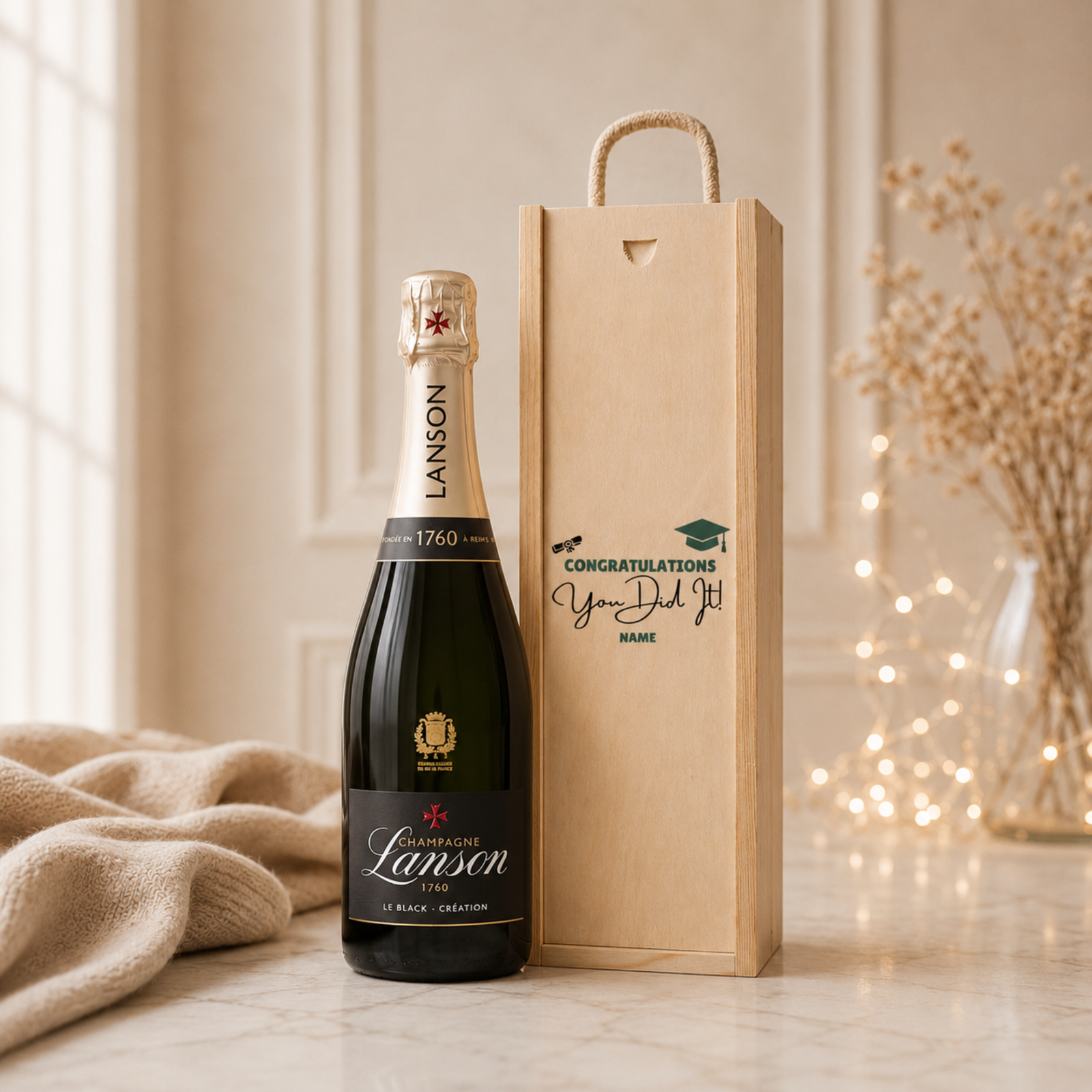Personalised Graduation Champagne or Prosecco Gift Set – Premium Sparkling Wine with Personalised Lid