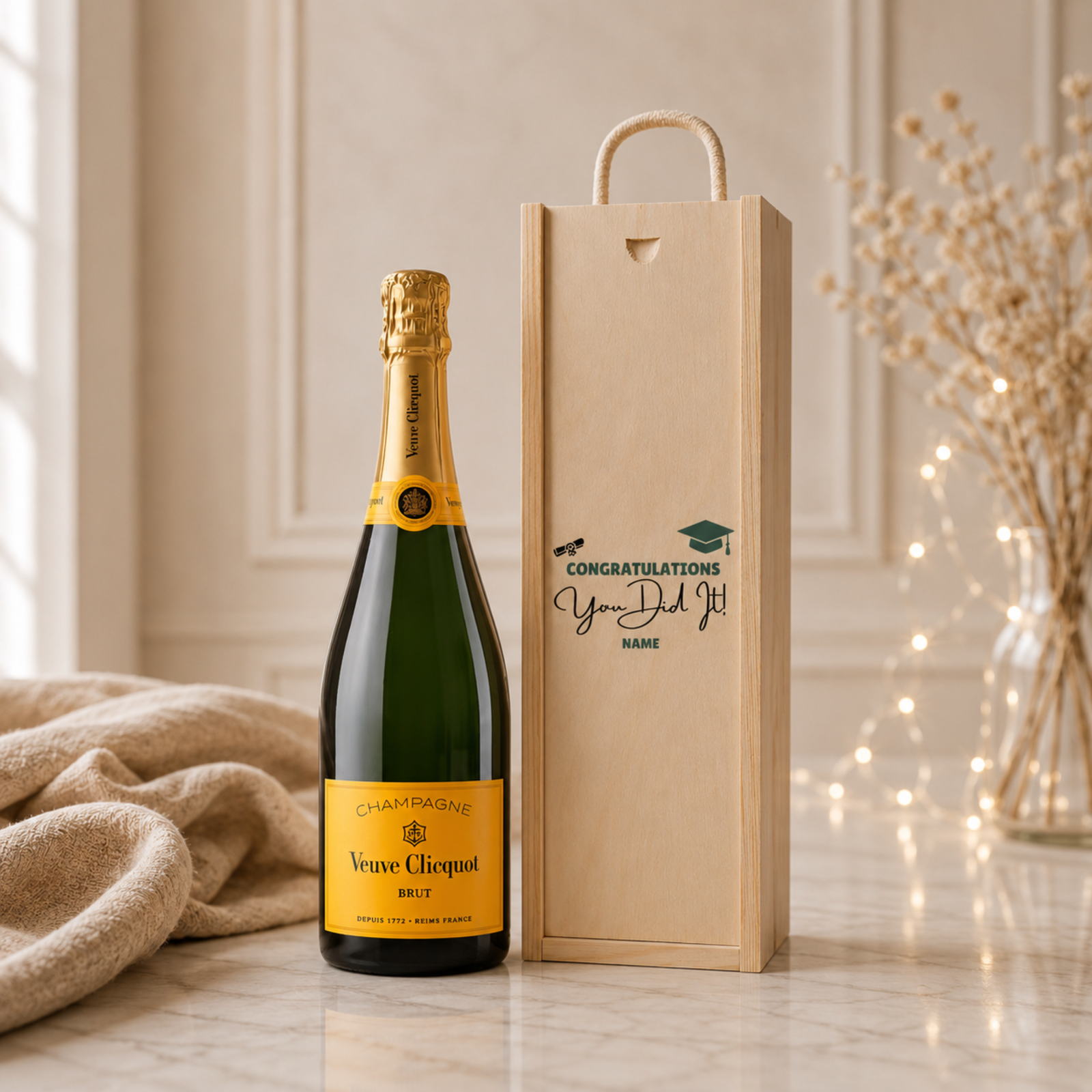 Personalised Graduation Champagne or Prosecco Gift Set – Premium Sparkling Wine with Personalised Lid