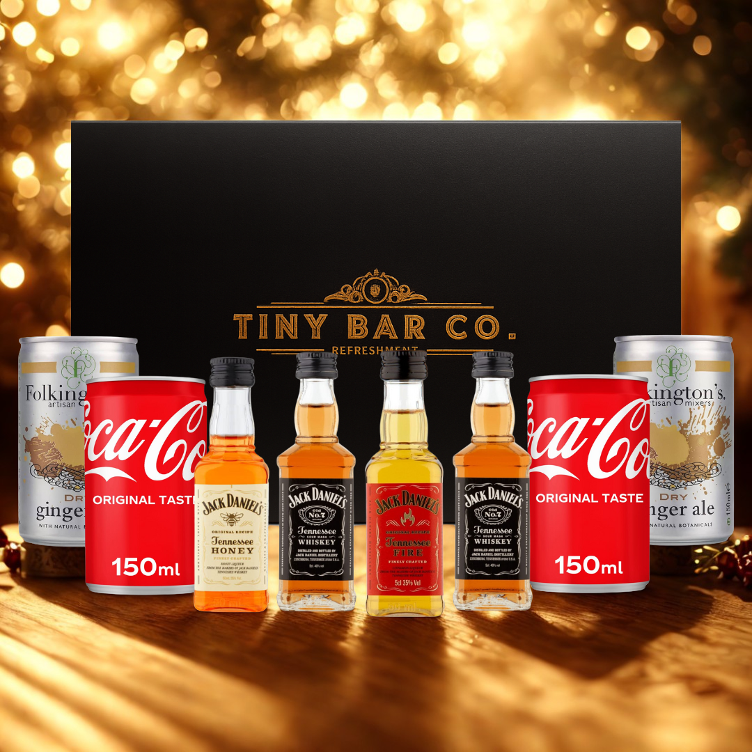 Premium Tiny Bar JD Whisky Miniatures and Mixers Gift Box Set (4 x 5cl)