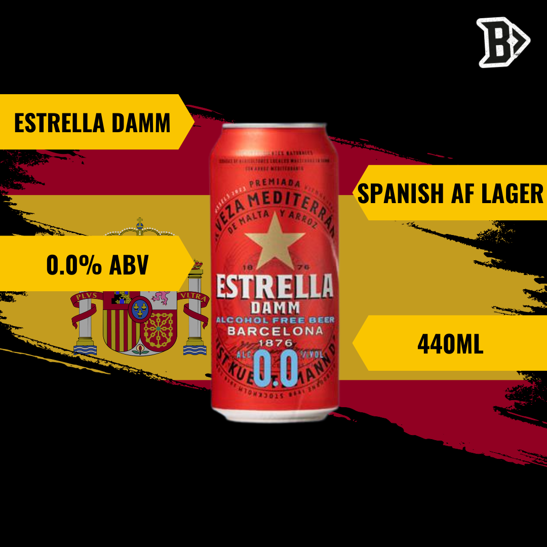 Estrella Damm 0.0 Alcohol-Free Lager 440ml Can (Multipack)