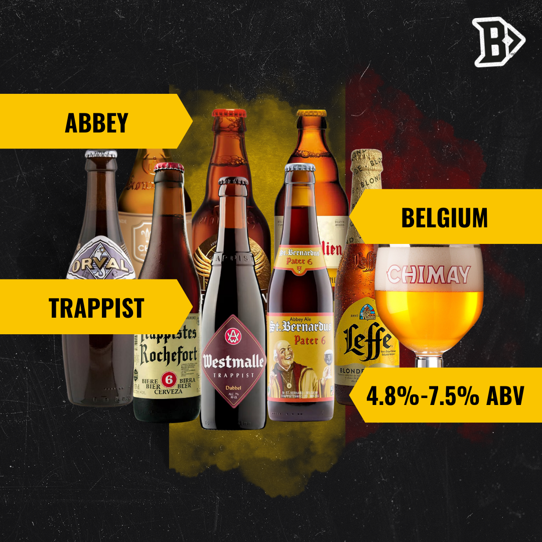 Trappist & Abbey Ales Mixed Beer Case With FREE CHIMAY GLASS (8 Pack)