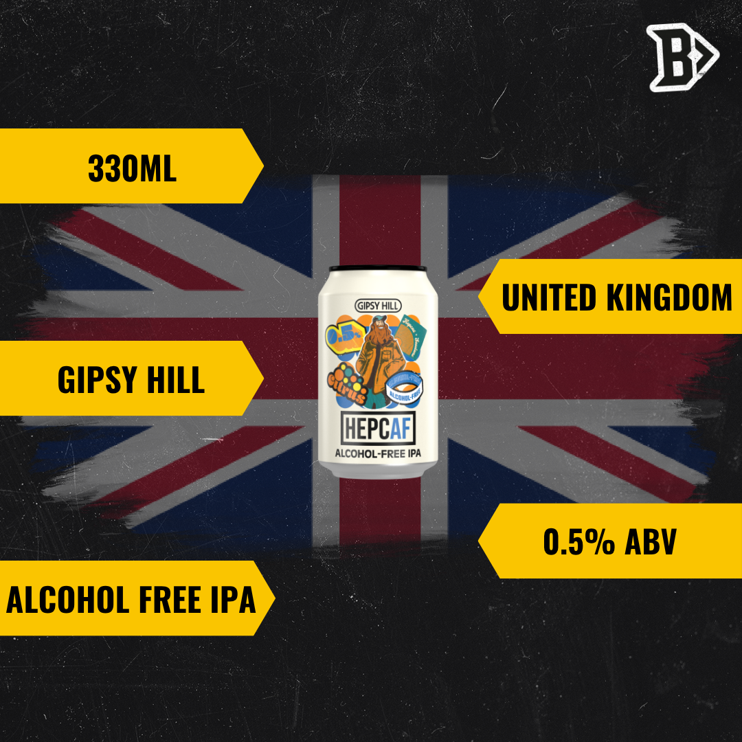 Gipsy Hill British Hepcaf Alcohol free IPA 330ml Cans - 0.5% ABV (8 Pack)