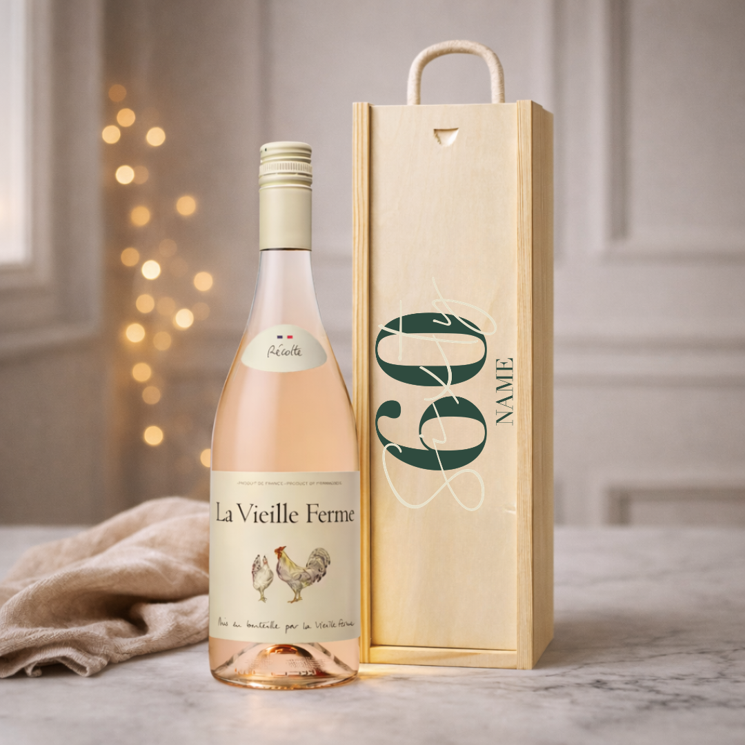 Personalised 60th Birthday Rosé Wine Gift Set – 75cl Provence Rosé with Personalised Lid