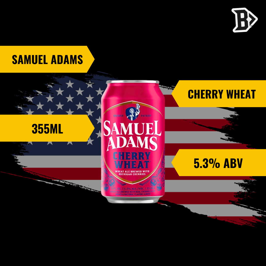 Samuel Adams American Cherry Wheat Beer 355ml Cans - 5.3% ABV (12 Pack) - BBD November 2025