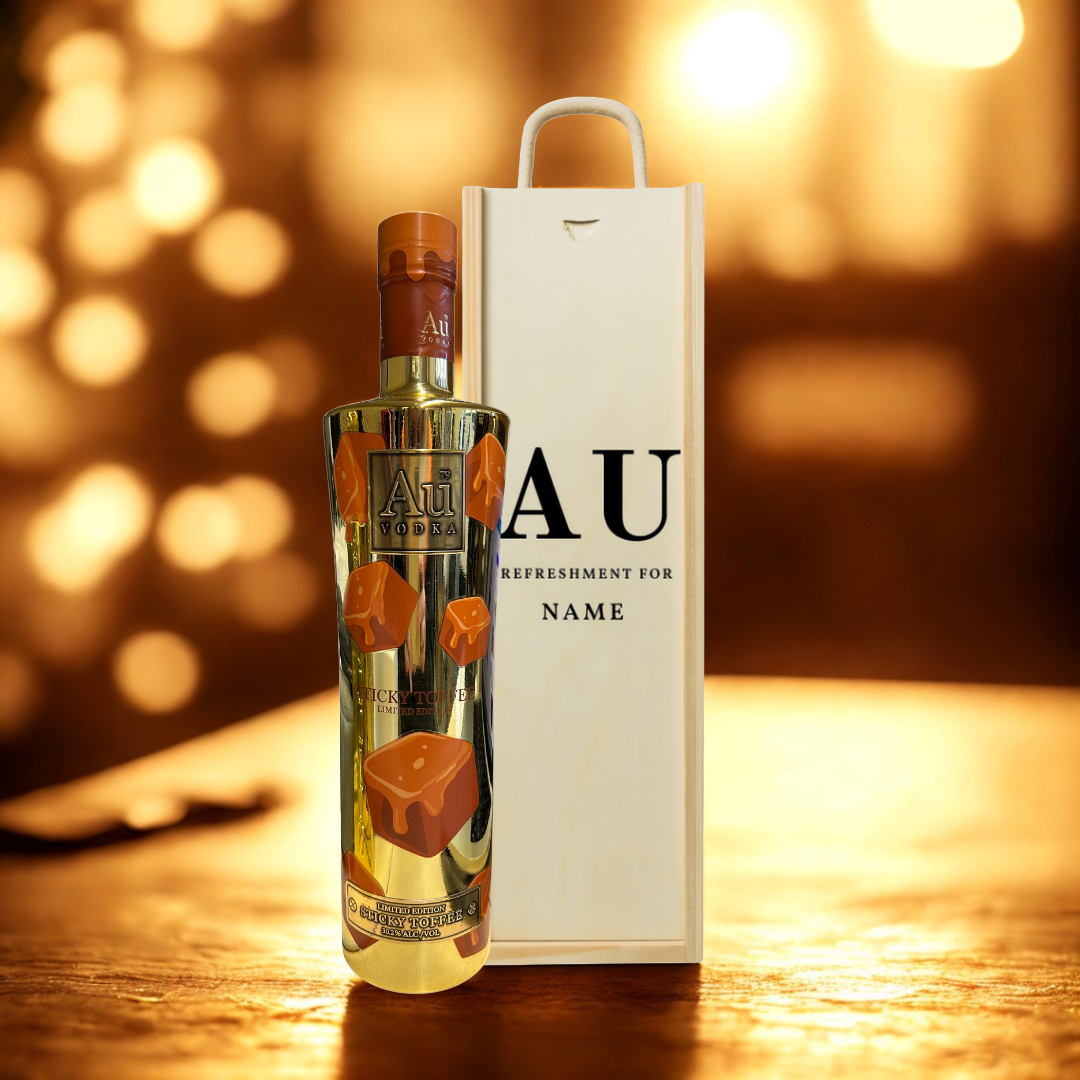 Personalised AU Sticky Toffee Limited Edition Vodka Gift Set – 30.2% ABV (70cl)