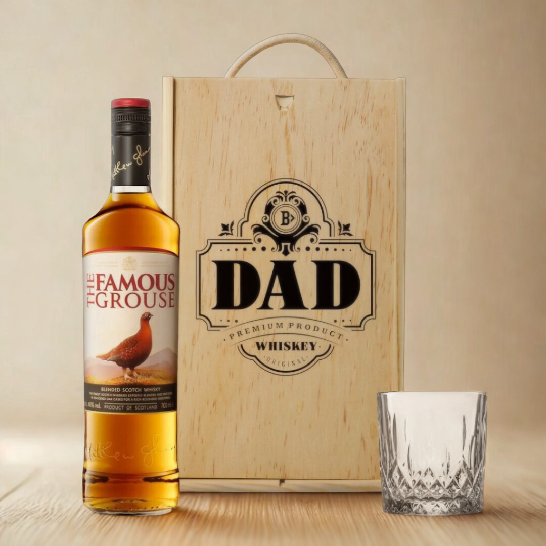 Best Dad Famous Grouse Scotch Whisky Gift Set with Glass - 70cl (40% ABV)