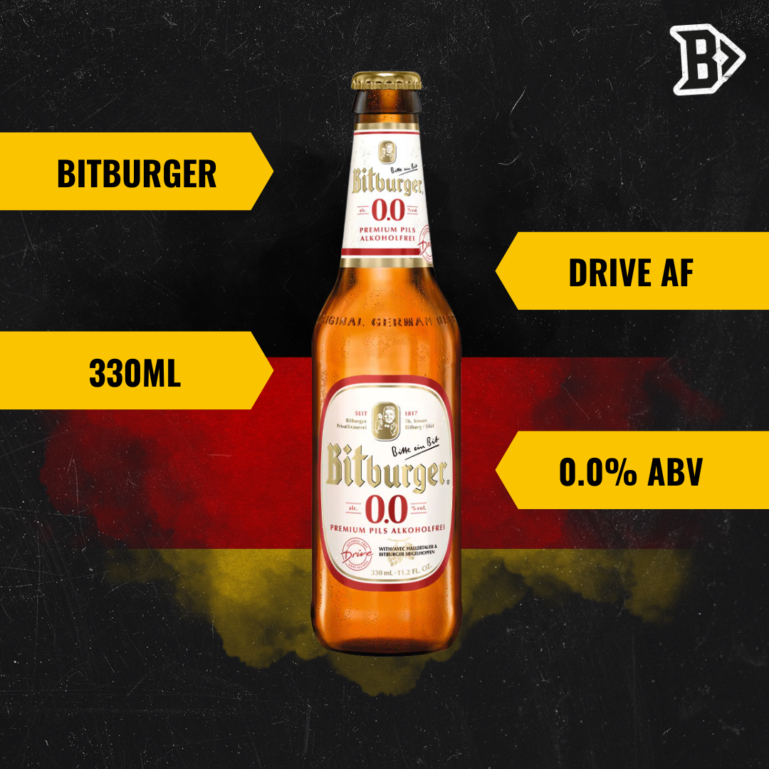 Bitburger Drive Alcohol Free German Pilsner 330ml Bottles – 0.0% ABV (12 Pack) - BEERHUNTER