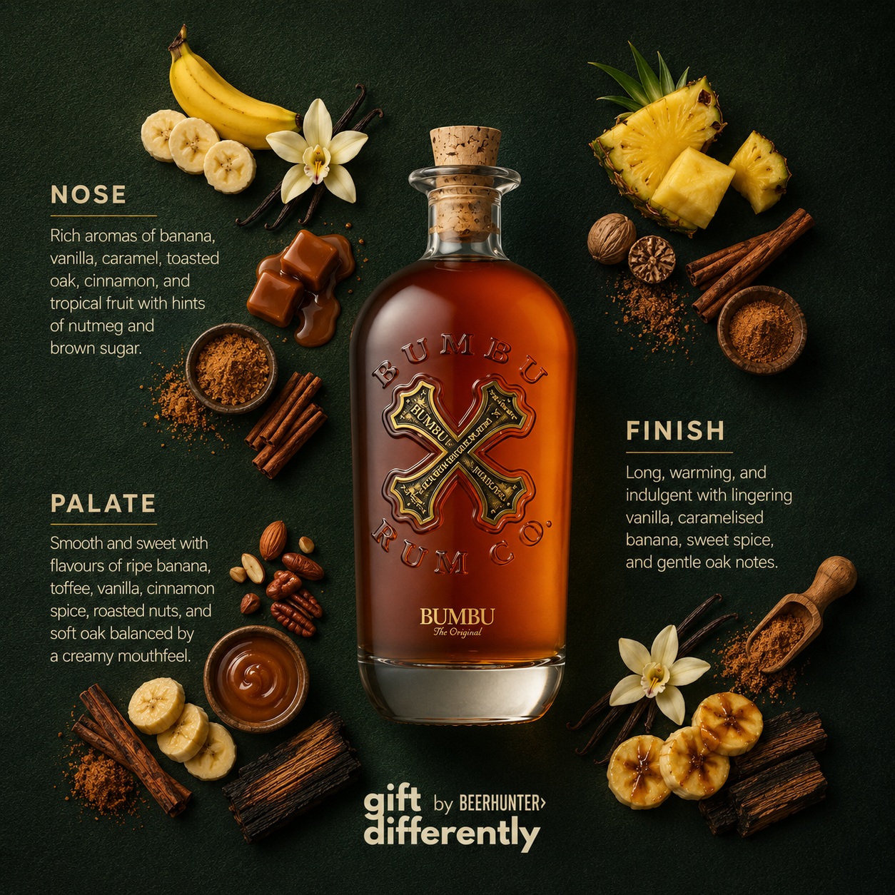 Personalised Bumbu Caribbean Rum & Glass Gift Set in Wooden Presentation Box - 70cl