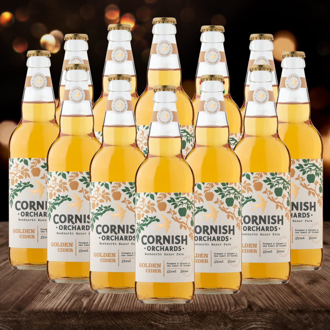 Cornish Orchards British Gold Cider 500ml Bottles - 5.00% ABV (12 Pack) - BEERHUNTER