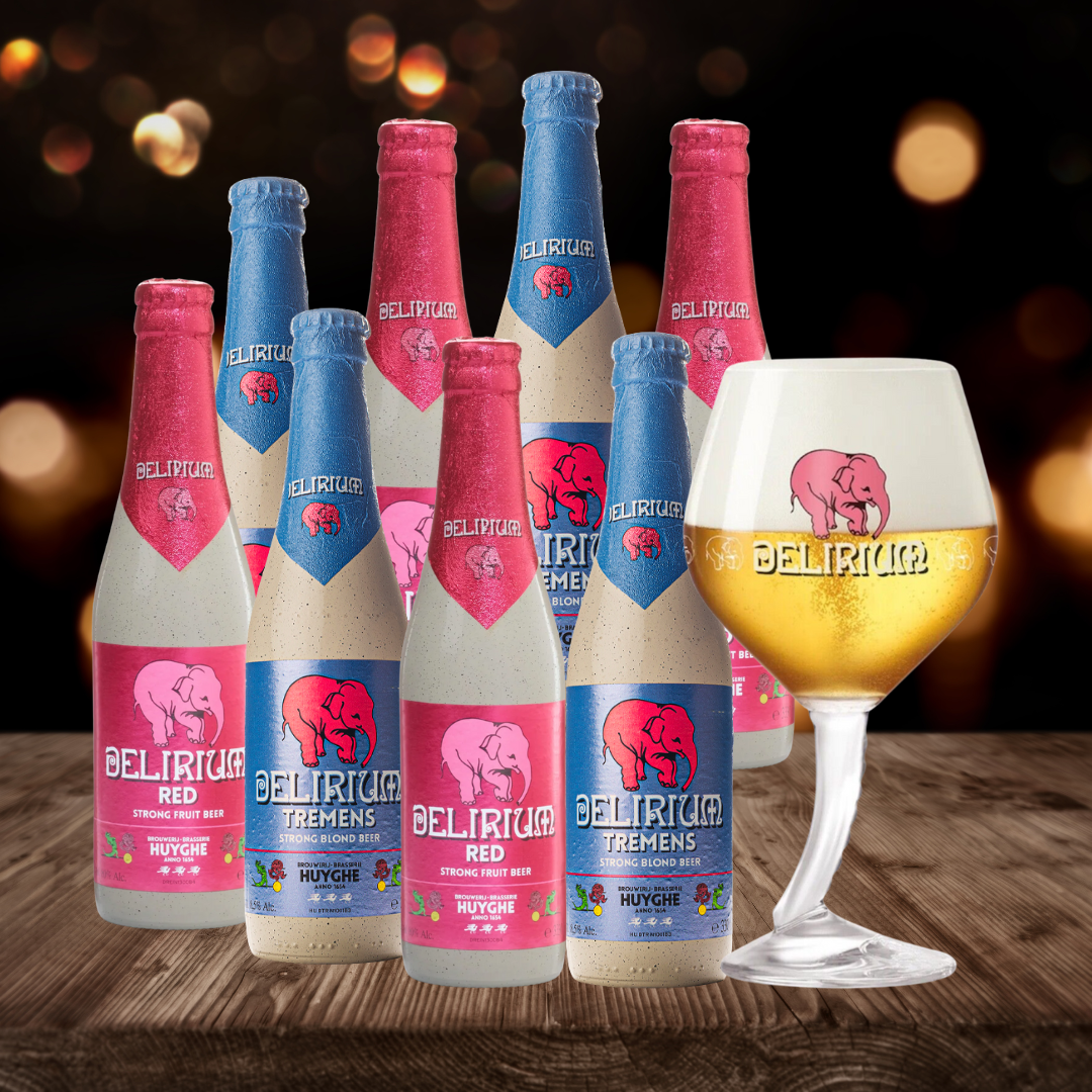 Delirium Belgian Strong Ale Mixed Case WITH FREE GLASS (8 Pack)