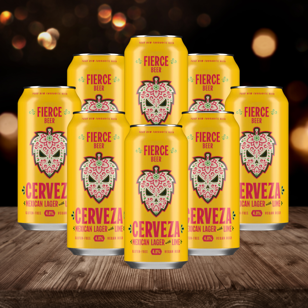 Fierce Beer Cervesa Gluten Free Mexican Style Lager 440ml Can - 4% ABV (8 Pack)