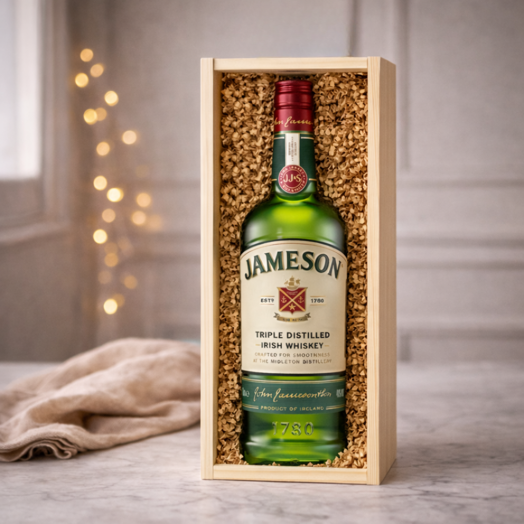 Personalised 60th Birthday Jameson Irish Whiskey Gift Set – 70cl Triple Distilled Whiskey with Personalised Lid