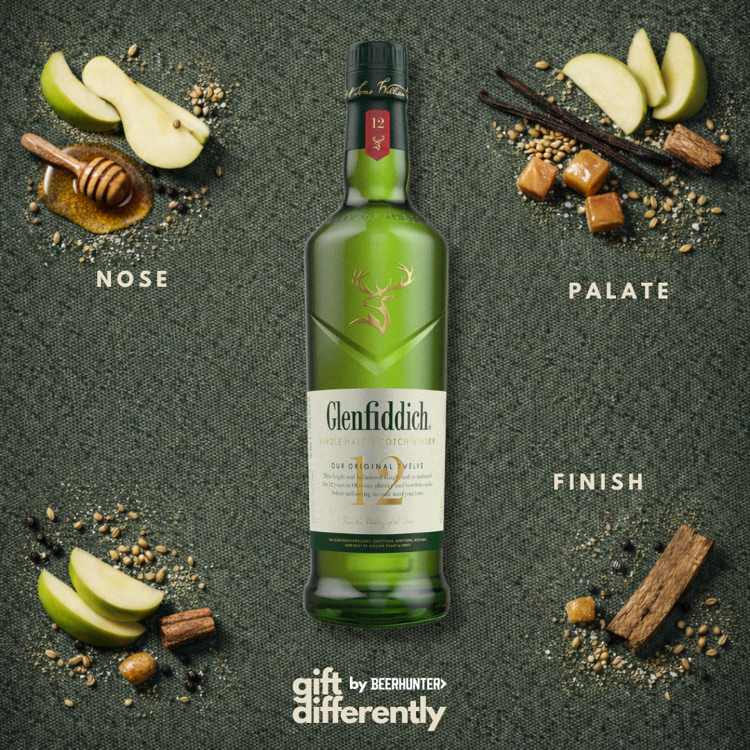 Personalised Glenfiddich 12 Year Old Single Malt Scotch Whisky Gift Set with Glass - 70cl (40% ABV)