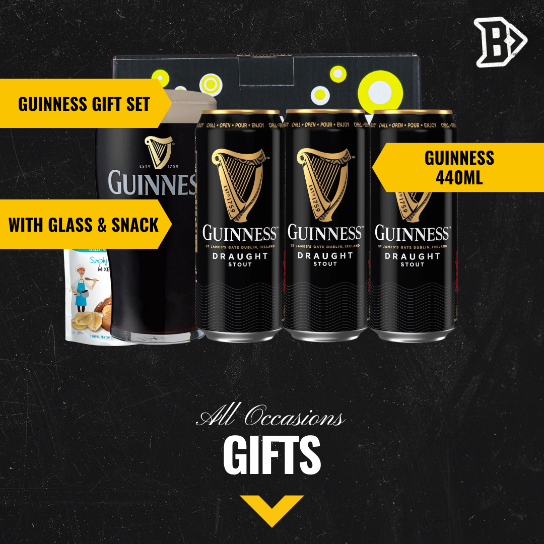 Guinness Draught Stout Cans Gift Set with Pint Glass (3 Pack) - 4.2% ABV - BEERHUNTER