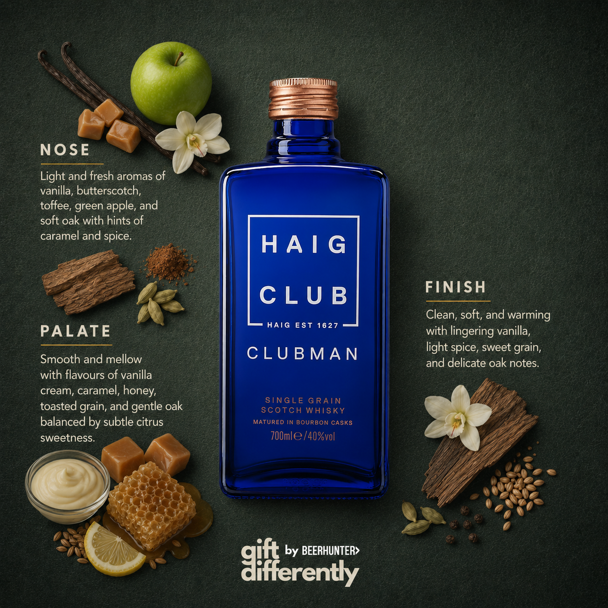 Personalised Haig Club Clubman Single Grain Scotch Whisky with Glass in Wooden Box 70cl (40% ABV)
