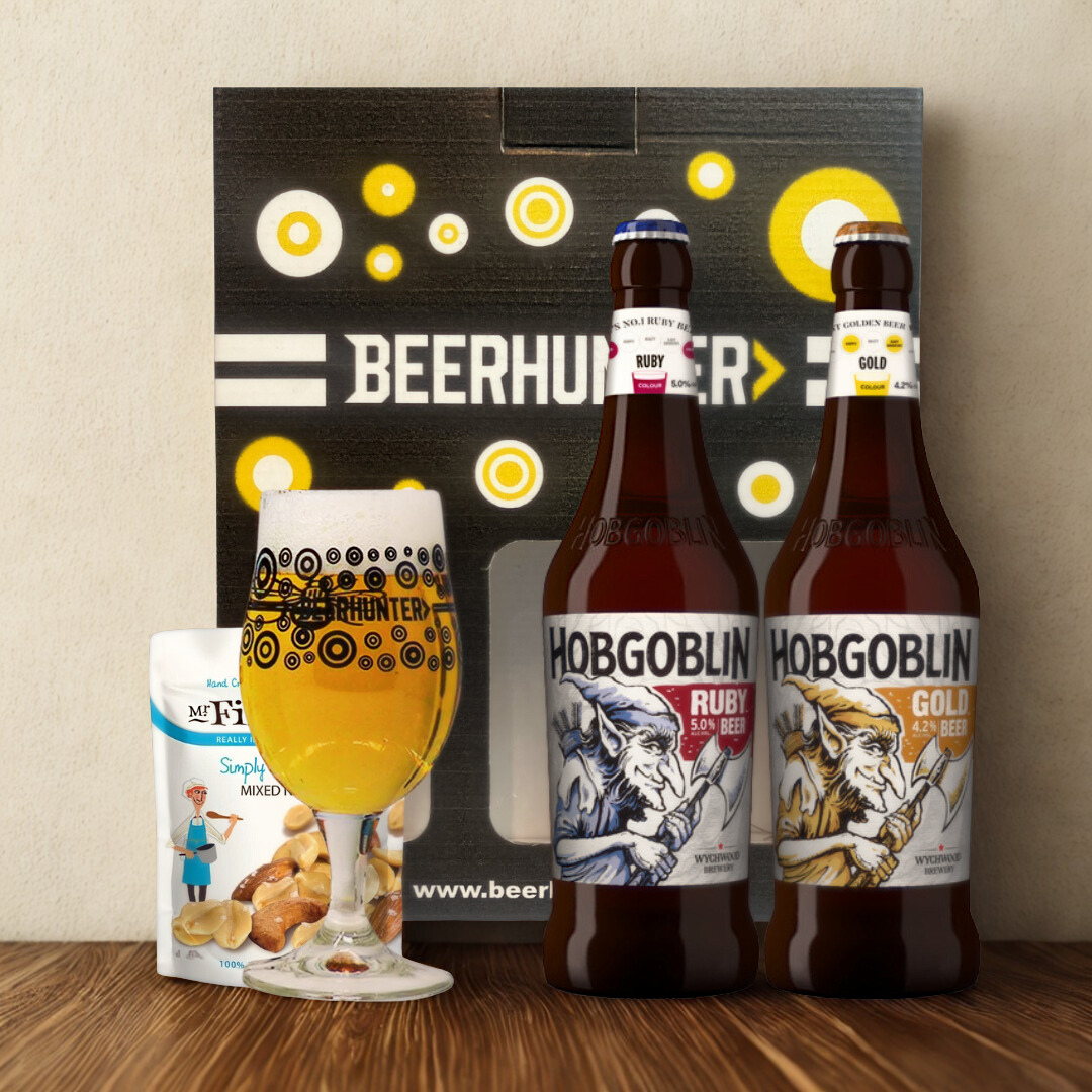 Hobgoblin Real Ale Ruby And Gold Gift Set With Glass & Snack (2 Pack)