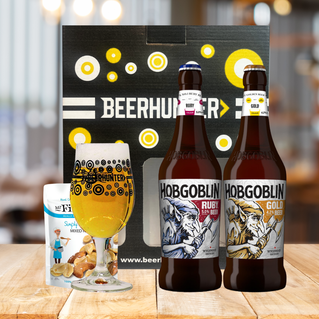 Hobgoblin Real Ale Ruby And Gold Gift Set With Glass & Snack (2 Pack) - BEERHUNTER