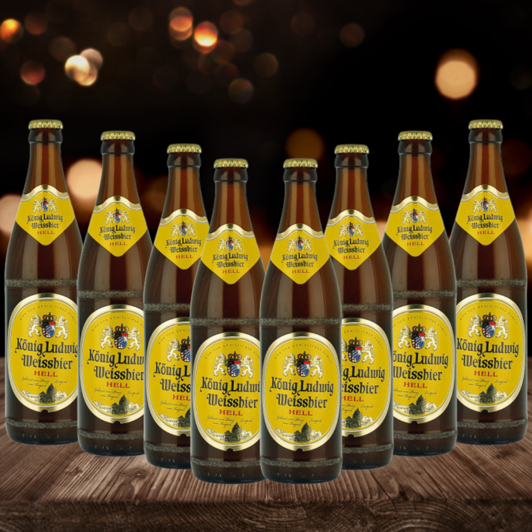 König Ludwig Weissbier Hell German Wheat Beer 500ml Bottles - 5.5% ABV (Multipack)