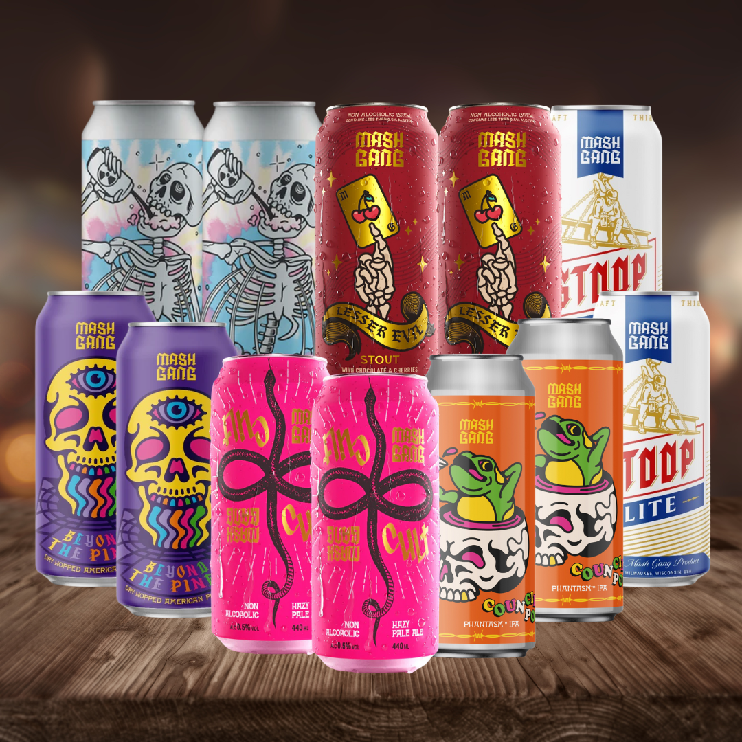 Mash Gang Mixed Beer Case Low/No Alcohol 440ml 0.5% ABV (12 Pack)