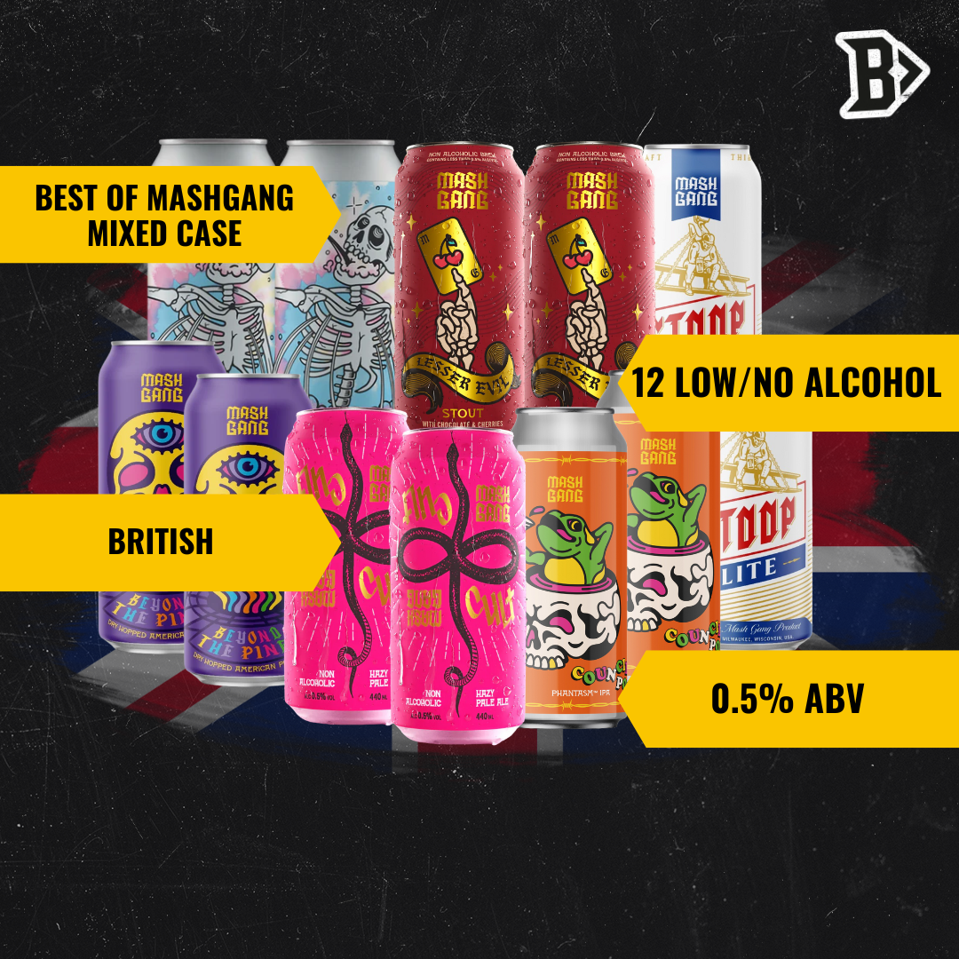 Mash Gang Mixed Beer Case Low/No Alcohol 440ml 0.5% ABV (12 Pack)