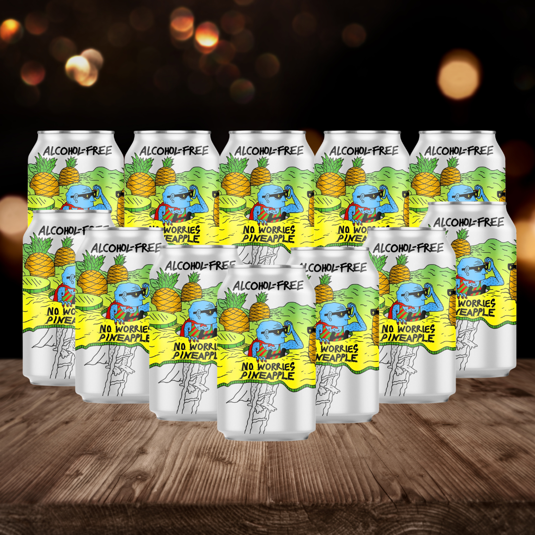 Lervig No Worries Pineapple Norwegian Alcohol-Free Beer 330ml Cans - 0.5% ABV (12 Pack) - BEERHUNTER