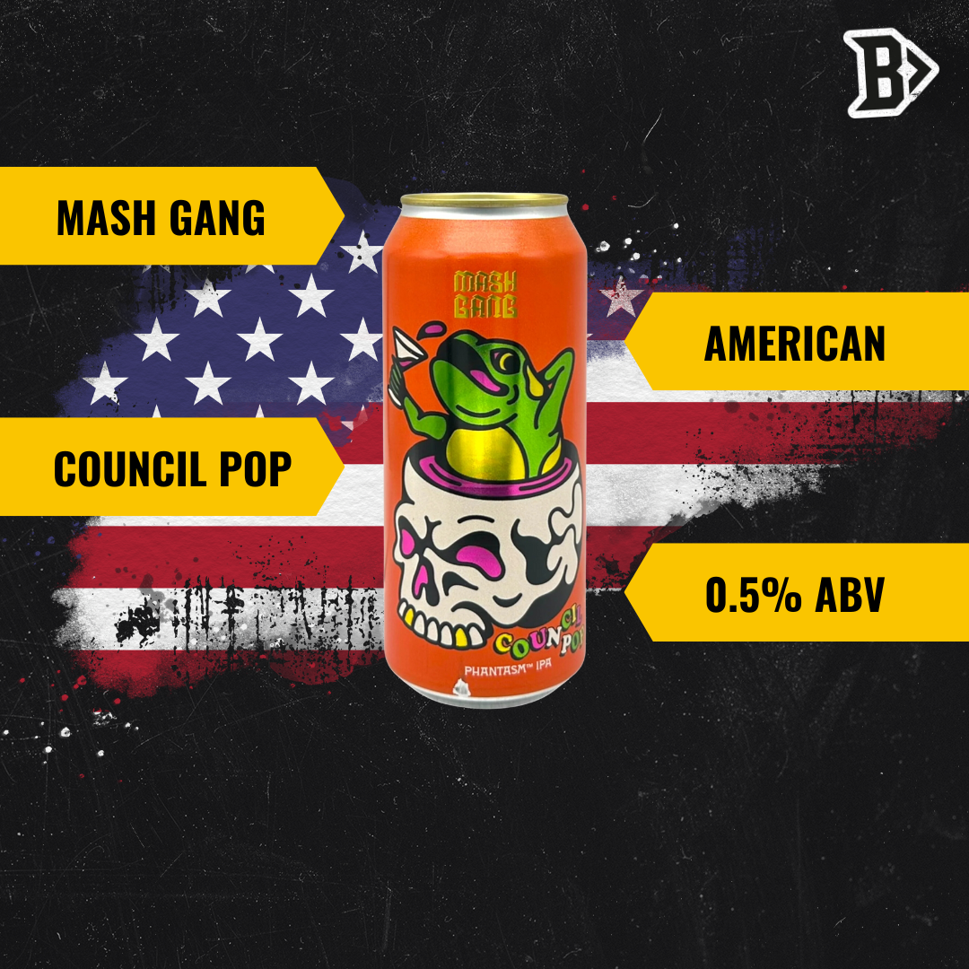 Mash Gang Council Pop American Low Alcohol IPA 440ml Cans - 0.5% ABV (12 Pack)