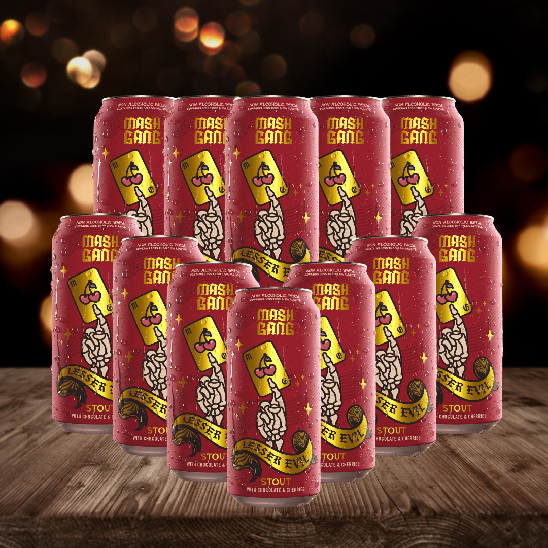 Mash Gang Lesser Evil American Low Alcohol Cherry Chocolate Stout 440ml Cans - 0.5% ABV (12 Pack)