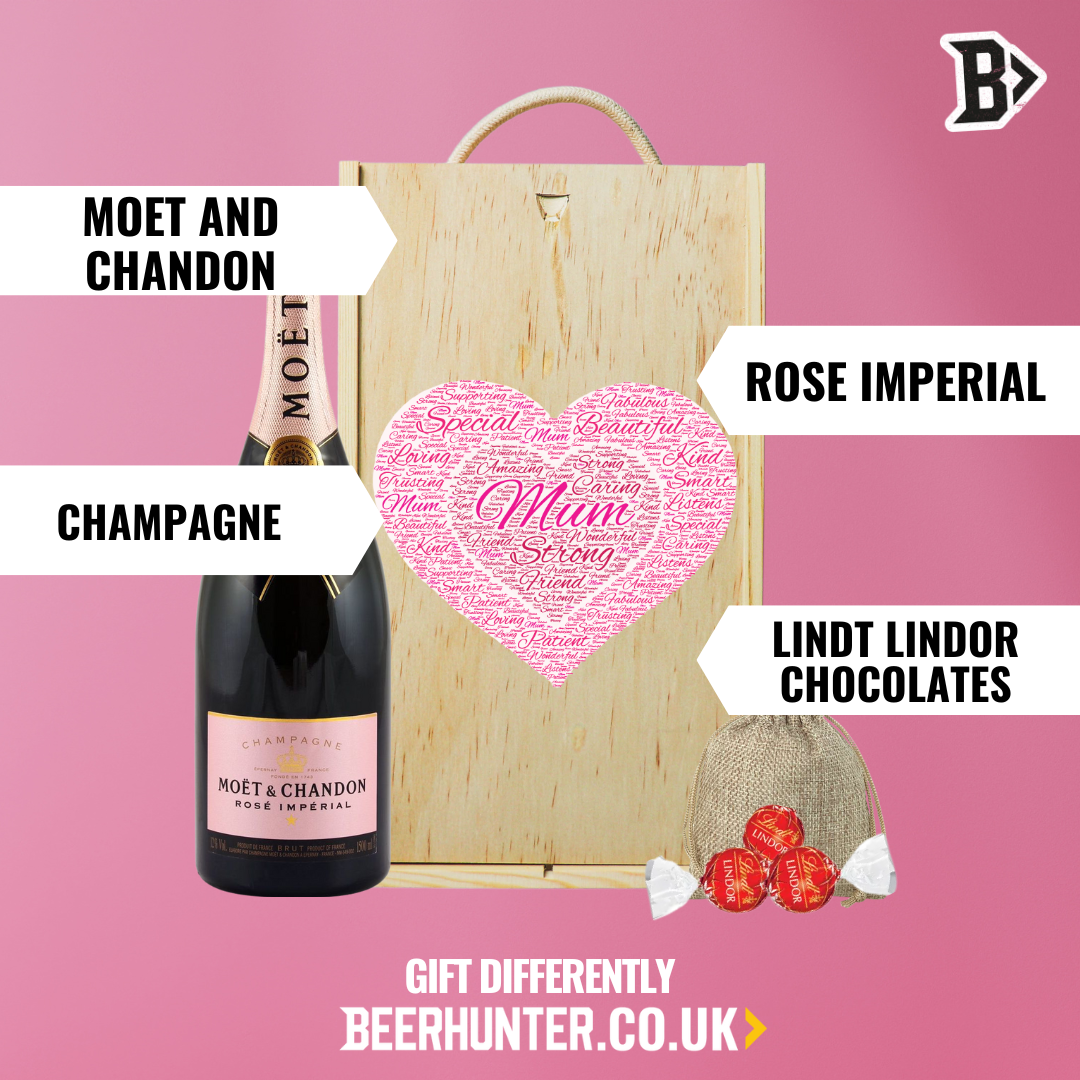 Mum Moët & Chandon Brut Imperial Rose Champagne Gift Set with Lindor Chocolates (75cl)