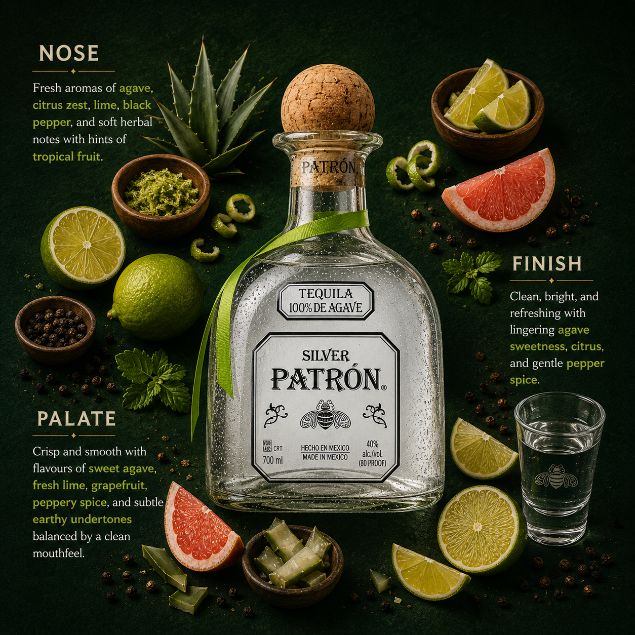 Personalised Patron Silver Tequila Gift Set with Shot Glasses - 70cl (40% ABV)