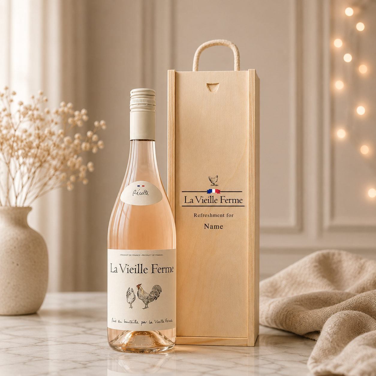 Personalised La Vieille Ferme Rose Wine Gift Set (75cl)