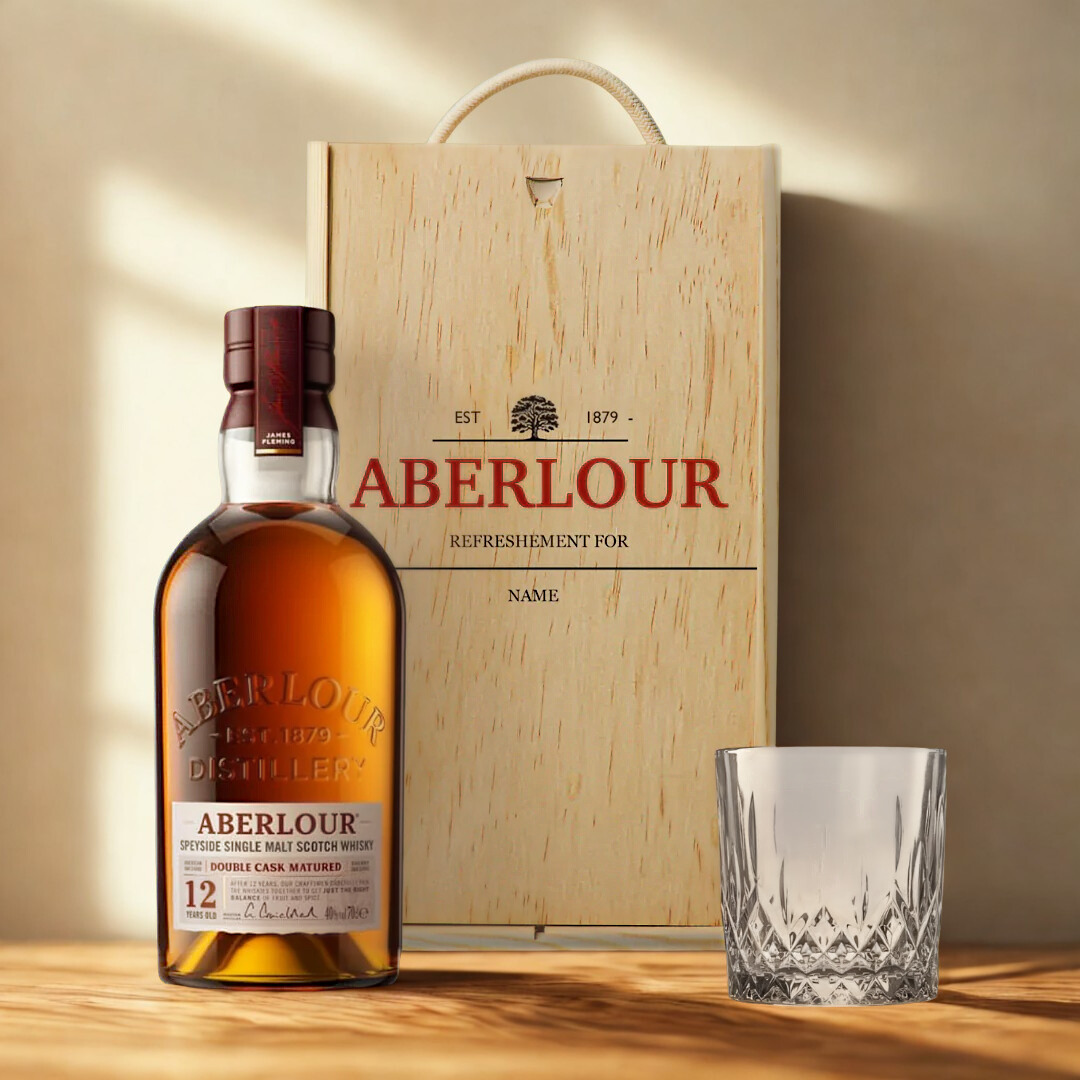 Personalised Aberlour 12 Year Old Single Malt Scotch Whisky Gift Set - 70cl (40% ABV)