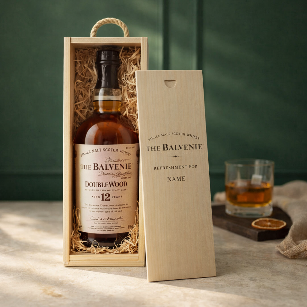Personalised Balvenie Whisky Gift Set in Wooden Box - 40% ABV (70cl)