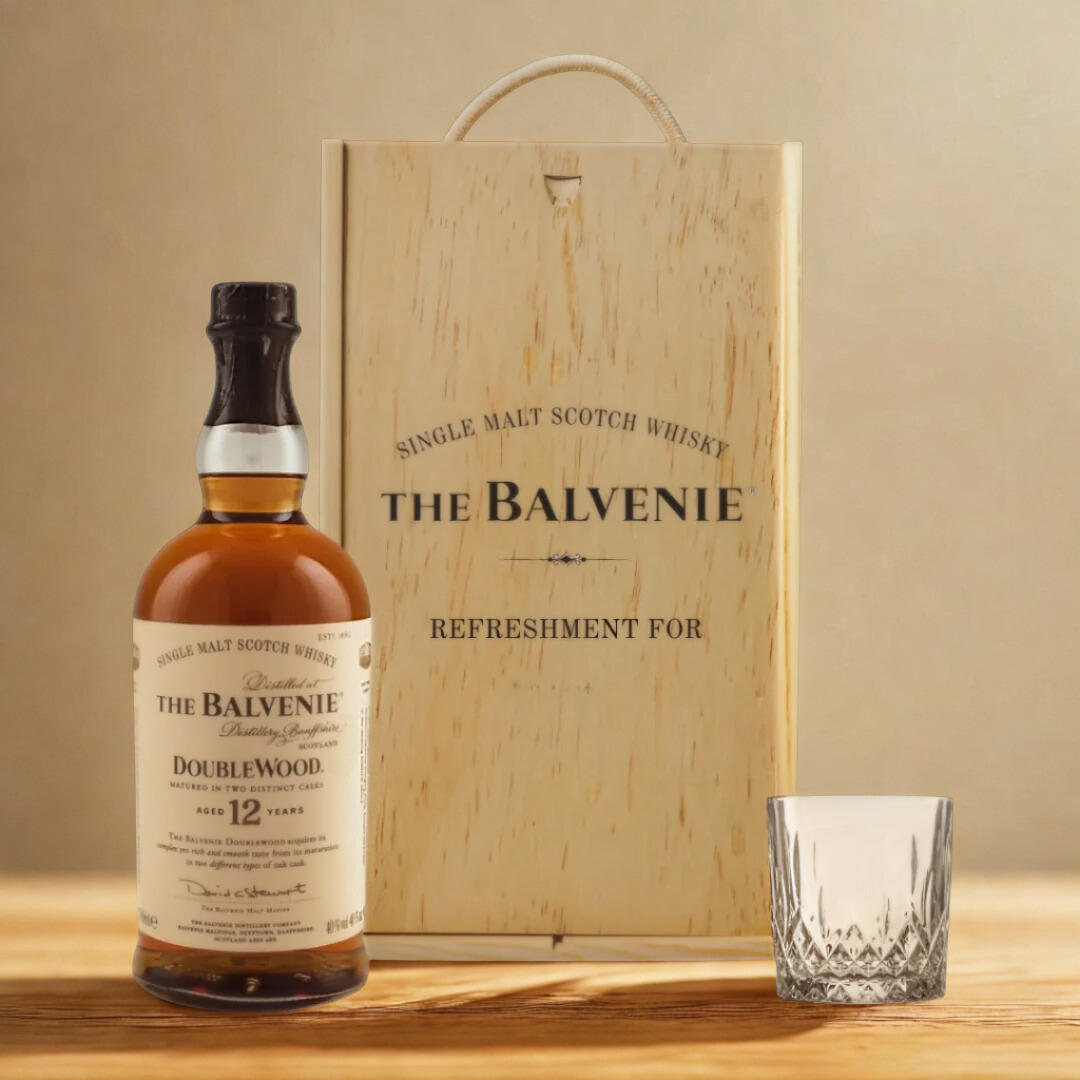 Personalised Balvenie Whisky Gift Set in Wooden Box - 40% ABV (70cl)