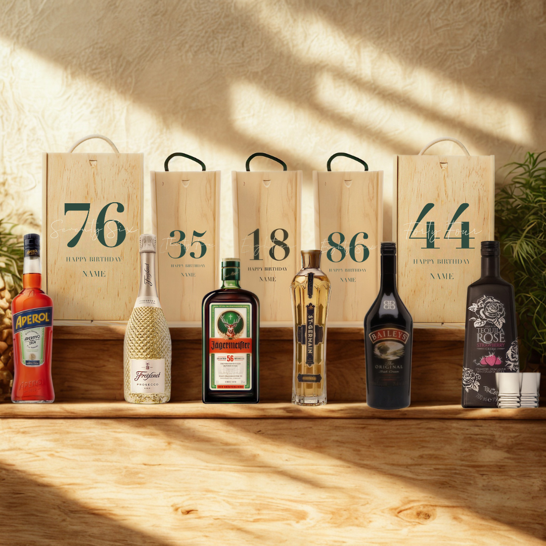 Personalised Birthday Aperitif Gift Set – Premium Spirits Selection with Personalised Lid