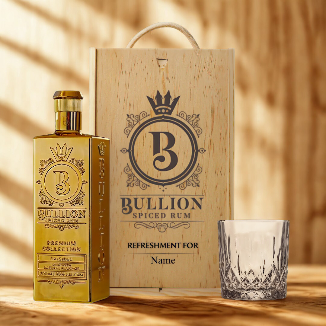 Personalised Bullion Rum Gift Set With Glass - 40% ABV (70cl)