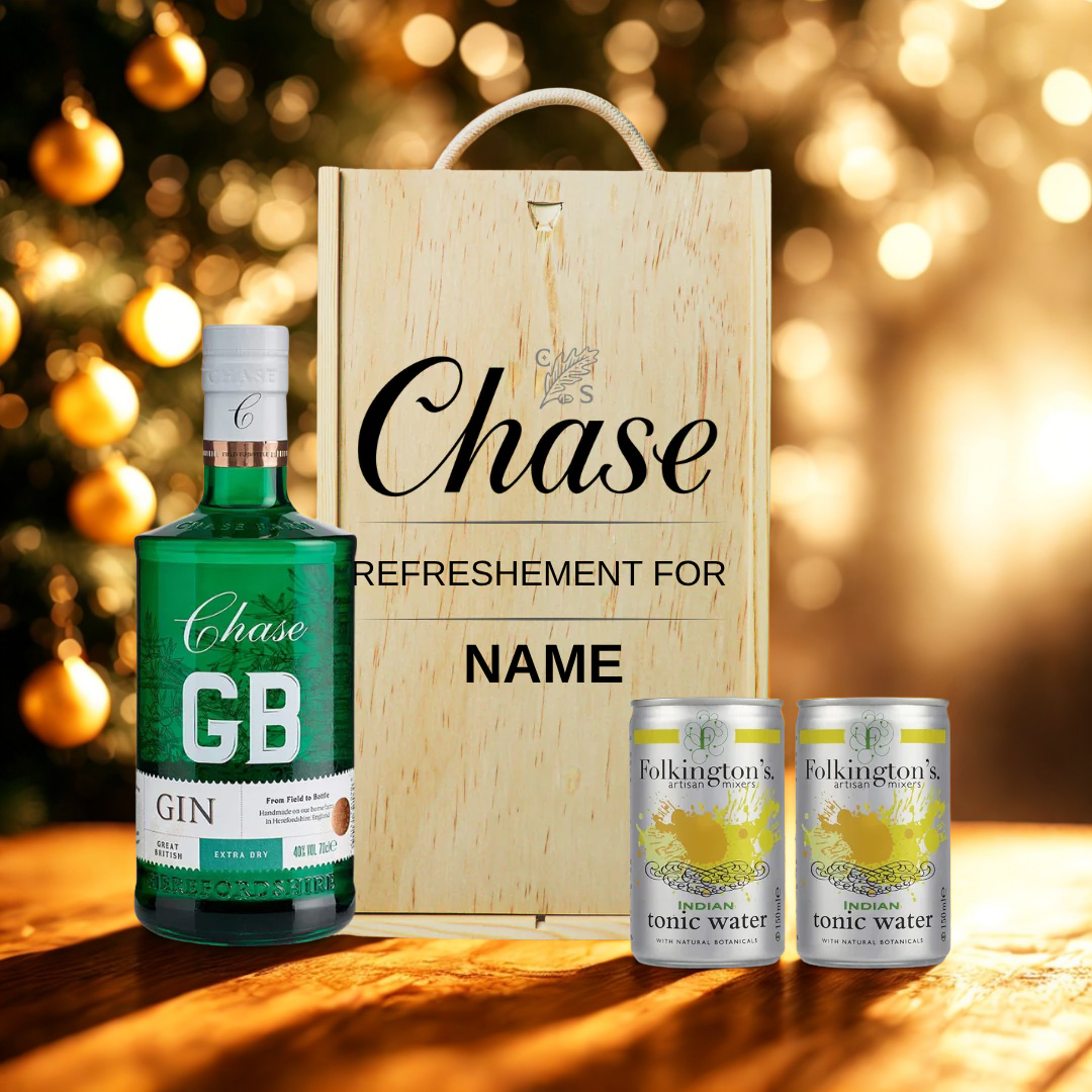 Personalised Chase GB Gin Gift Set in Wooden Box – 70cl (40% ABV)