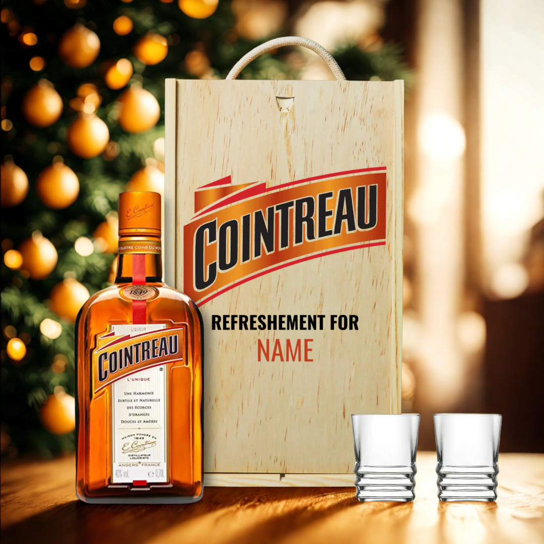 Personalised Cointreau Liqueur Triple Sec with Shot Glasses Gift Set - 70cl (40% ABV)