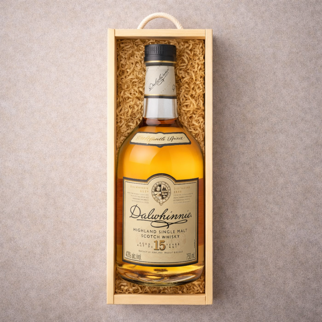 Personalised Dalwhinnie Whisky 15 Year Old Gift Set in Wooden Box - 43% ABV (70cl)