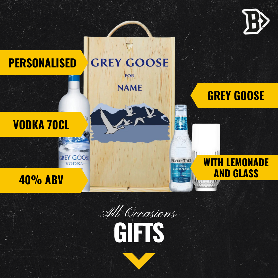 Personalised Grey Goose Vodka Gift Set with Lemonade & Rocks Glass (70cl) - BEERHUNTER